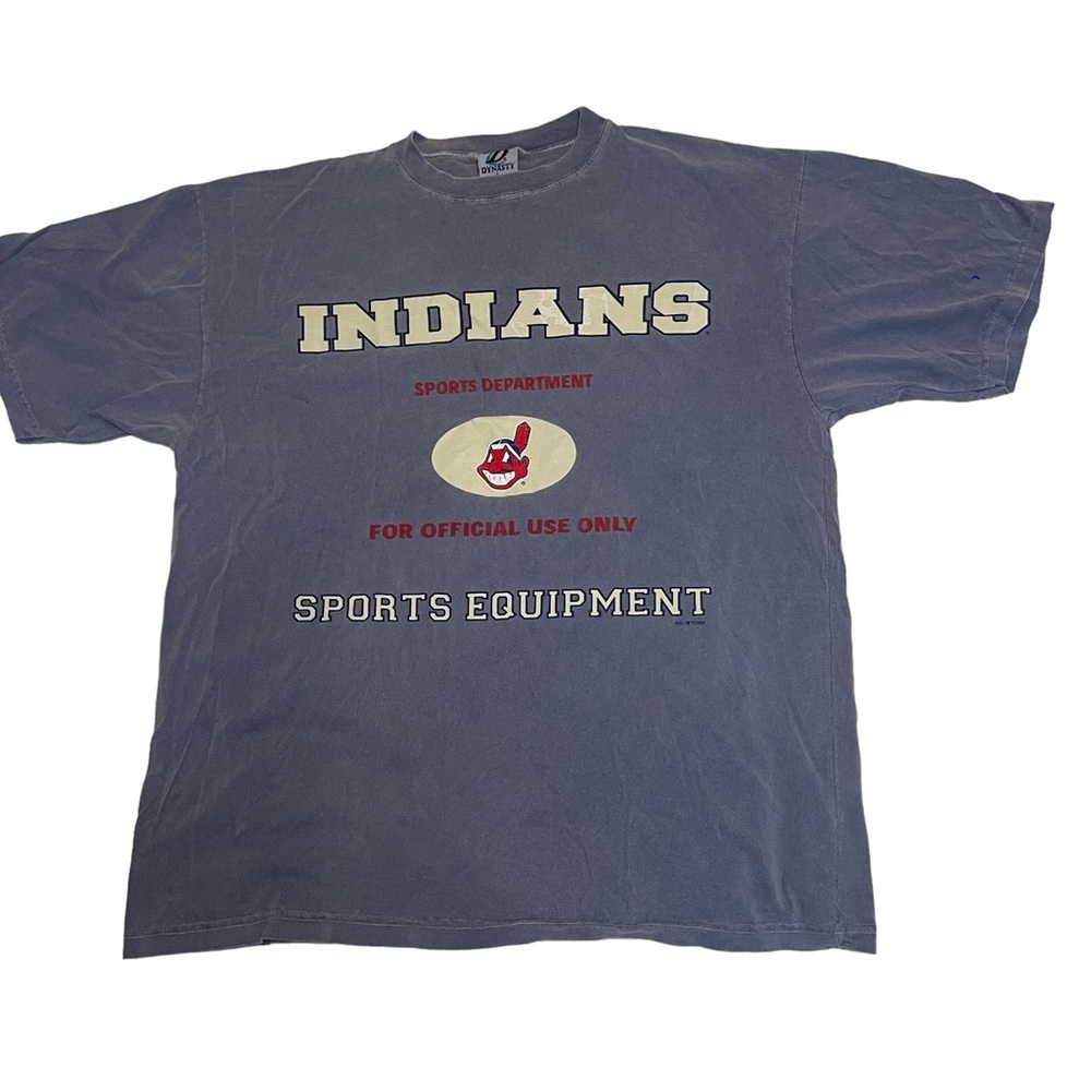 Vintage Cleveland Indians T Shirt Short Sleeve Blue Cheif Wahoo Mens Size Large